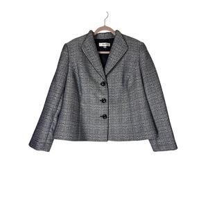 Jones Studio Separates Navy Blue & White Textured 3 Button Lined Blazer Size 16W